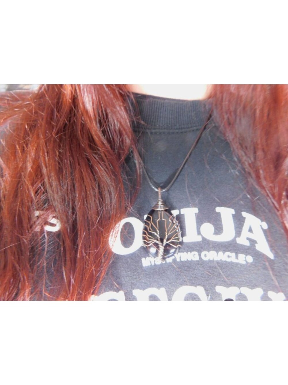 Black Obsidian Tree of Life Pendant Necklace Wire Wrapped Crystal Teardrop - Picture 6 of 6